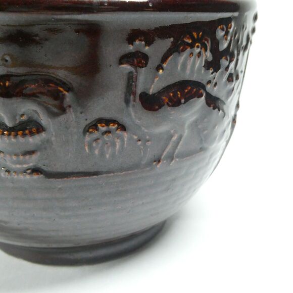 Peacock at the Fountain Brush McCoy Jardiniere Planter Pot Brown Vintage - Picture 2 of 14